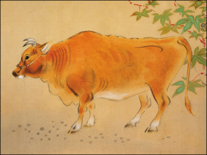 林玉山珍貴絹畫〈黃牛〉