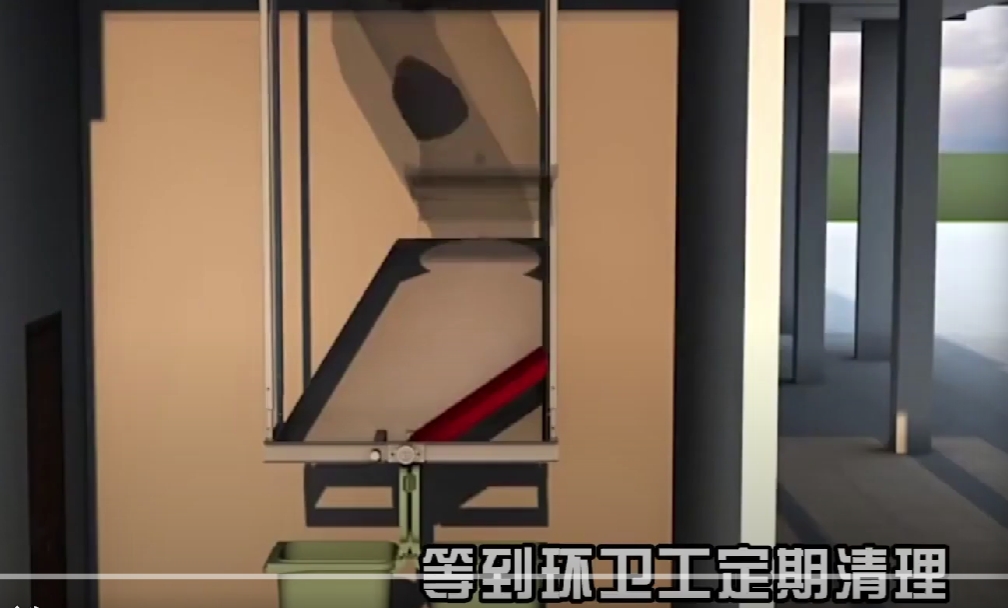 新加坡家家戶戶的廚房，都有一個垃圾專用的升降電梯/you tube 畫面