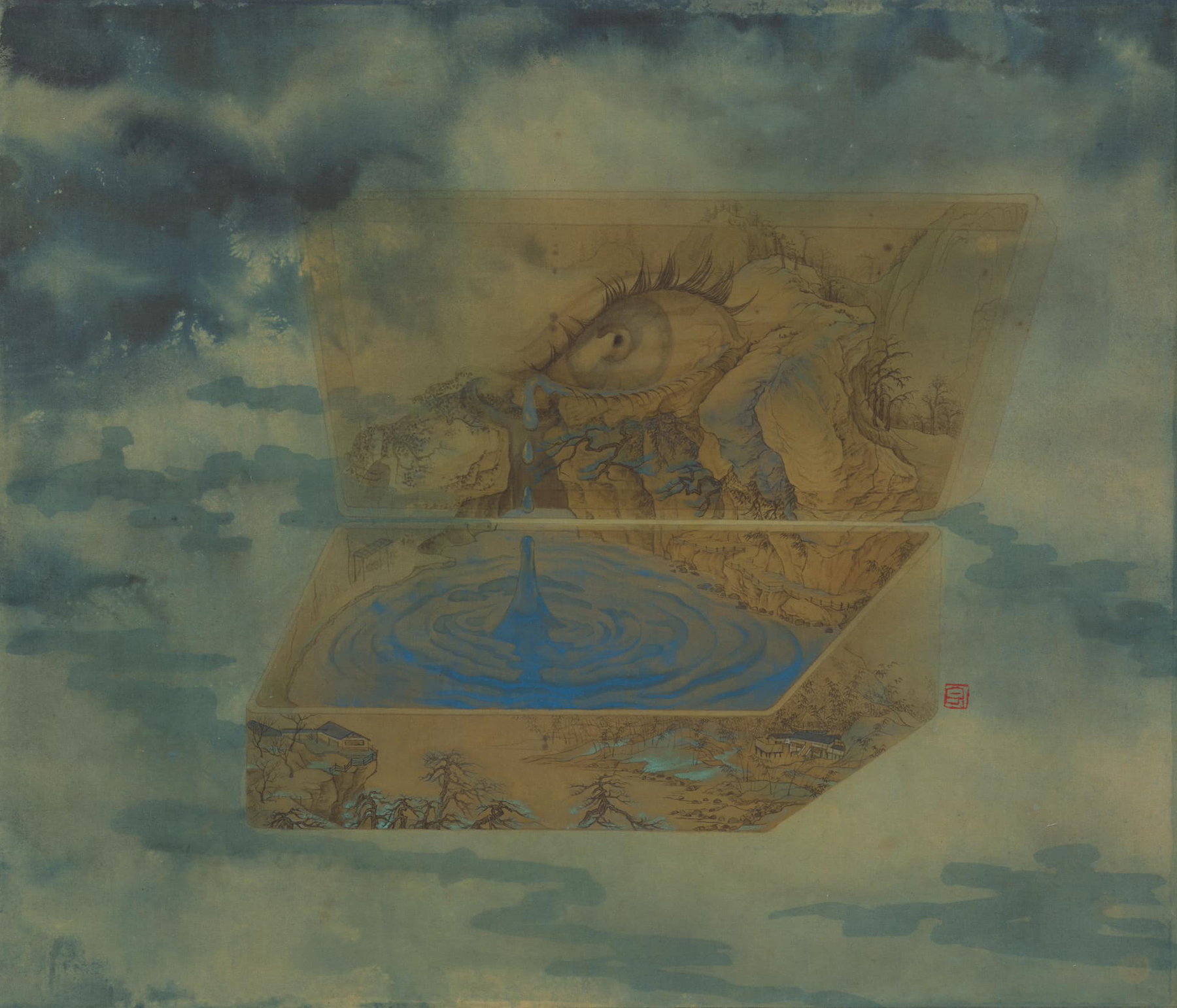 李璐宇作品《收藏物系列-情人的眼淚2》絹本膠彩2023（圖片畫家提供）