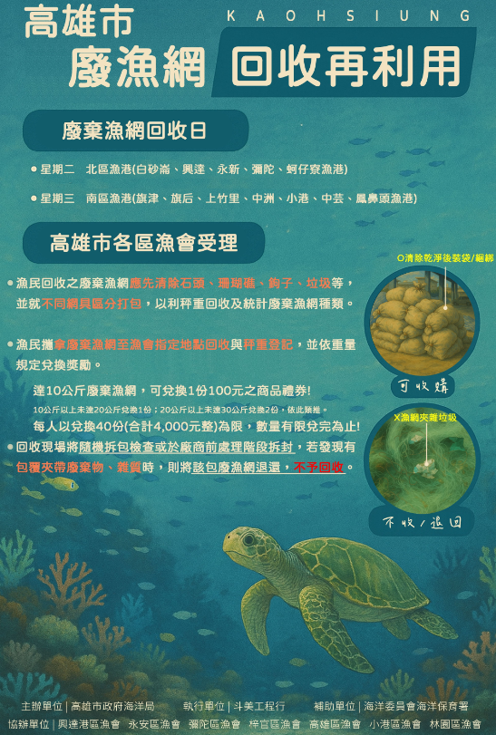 海洋局攜手區漁會 高雄市廢棄漁網回收獎勵開跑 海洋局攜手區漁會 高雄市廢棄漁網回收獎勵開跑