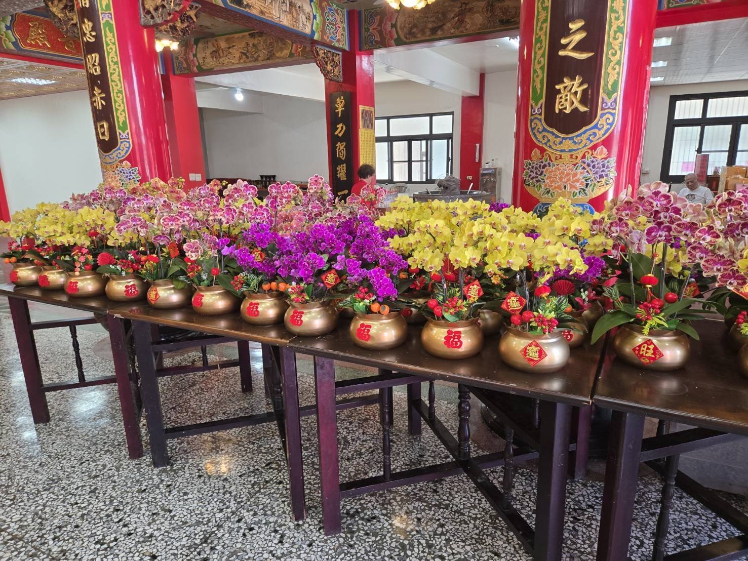 南市農業局媒合蘭花園業者與廟宇推廣蝴蝶蘭 信衆大讚好點子 供奉蘭花表敬意
