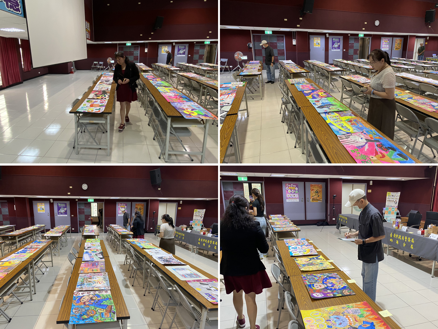 評審老師經過幾番檢視作品，交叉評分統計後，嚴選出優秀的得獎作品。（圖片提供∕臺北市警察局內湖分局）