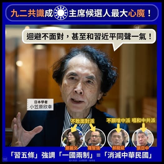 「九二共識」成為藍營主席候選人最大「心魔」 民進黨:迴避不敢面對 連國際學者都質疑 「九二共識」成為藍營主席候選人最大「心魔」 民進黨:迴避不敢面對 連國際學者都質疑