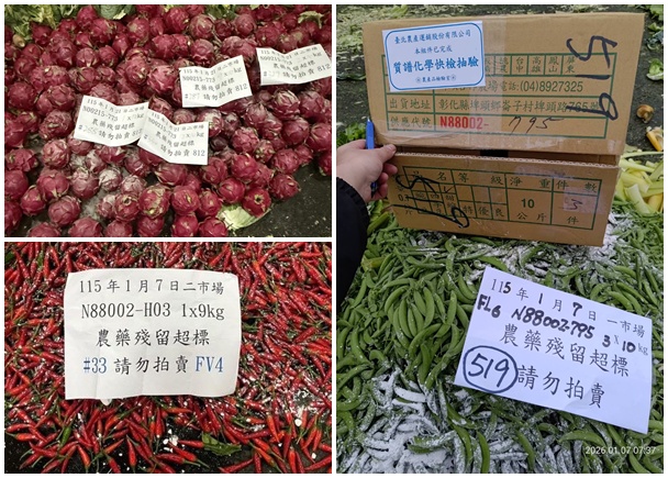 北市批發市場蔬果農藥殘留抽驗  56件不合格