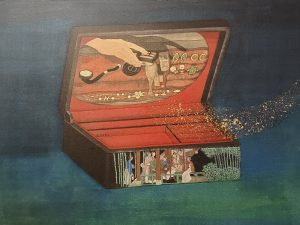 李璐宇作品《收藏物－情人節禮物》絹本工筆38.5×51cm（攝影∕記者鄭松維）