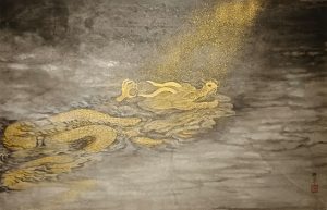 李璐宇作品《潛龍在淵》紙本水墨46×67cm（攝影∕記者鄭松維）