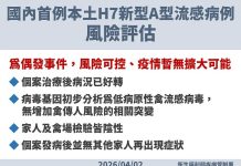 國內檢出首例本土H7新型A型流感病例 農衛啟動防疫一體聯合行動,合作調查防治