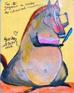 陳朝寶Line給好友的作品圖檔馬年來了，趕快化妝出來跟大家恭喜！