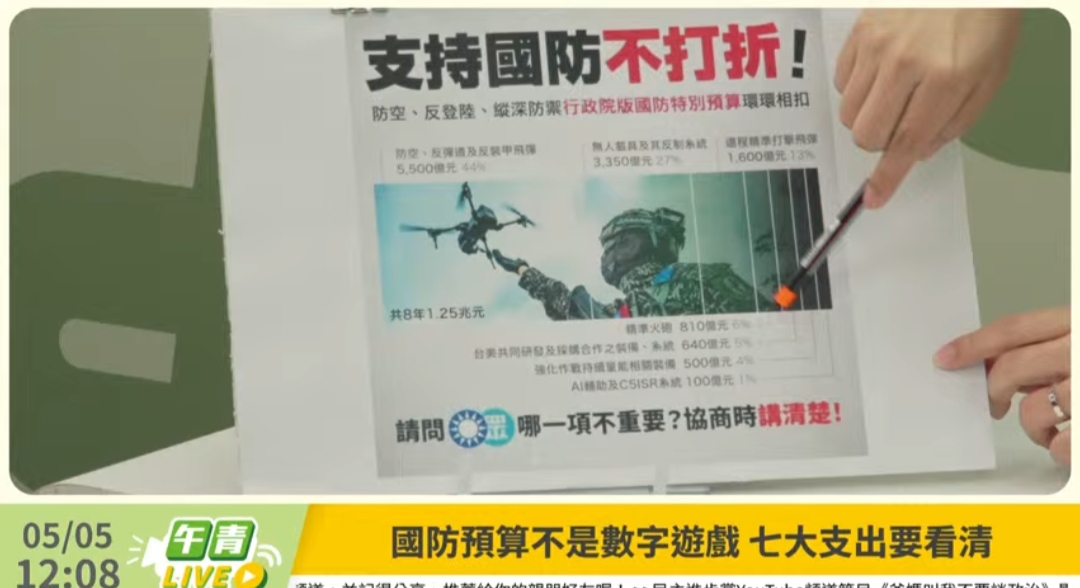 破解「3800億+N」迷思　民進黨直播示警：國防採購恐遭國際插隊，阻礙台灣建軍備戰
