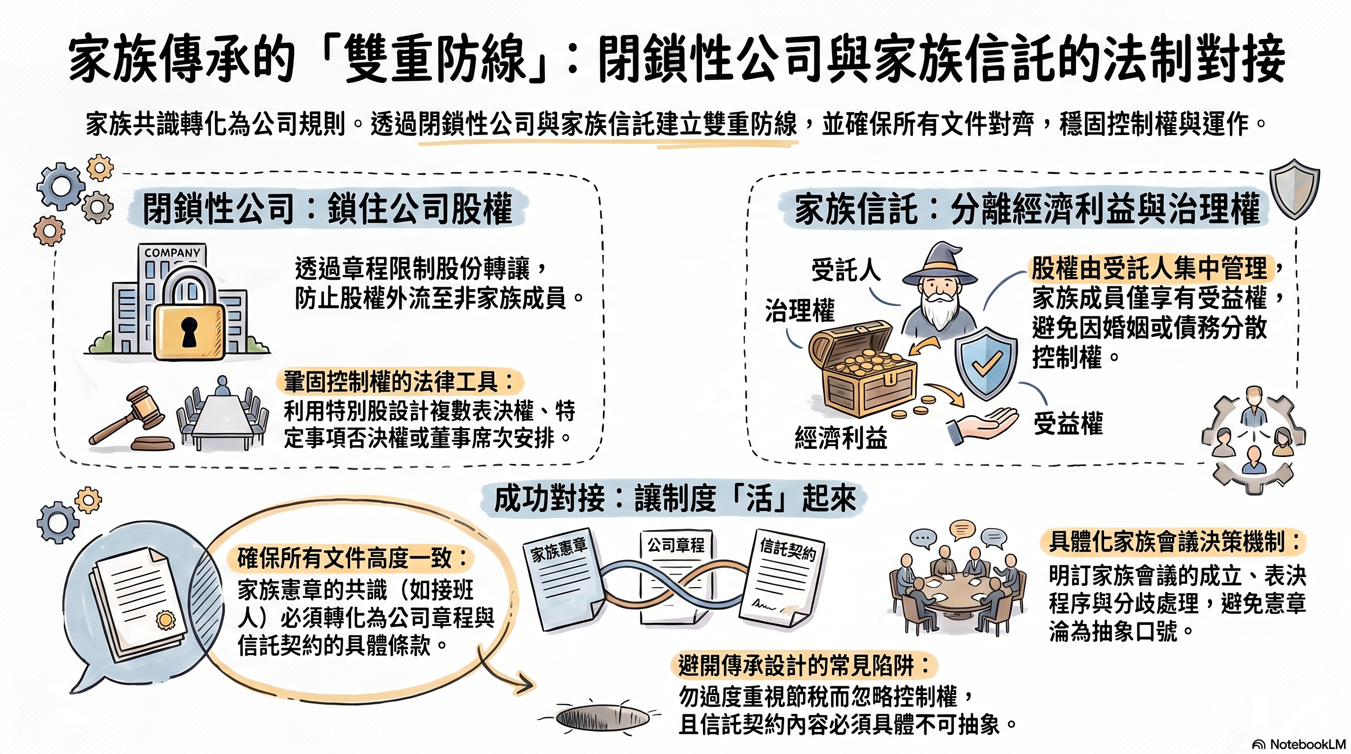 閉鎖性公司加上家族信託，能不能守住家族企業控制權？雙重防線的法律設計提醒